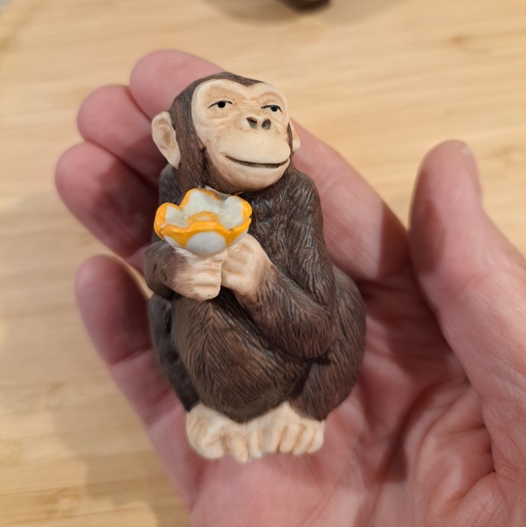 Vtg Monkey Franklin Mint Salt Pepper Shakers Figurine set 1987 Noah's Ark Chimp - Picture 2 of 5